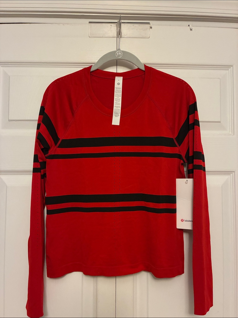 NWT Lululemon Swiftly Tech Long Sleeve 2.0 Race *Stripe - Red/Black, Size 8
